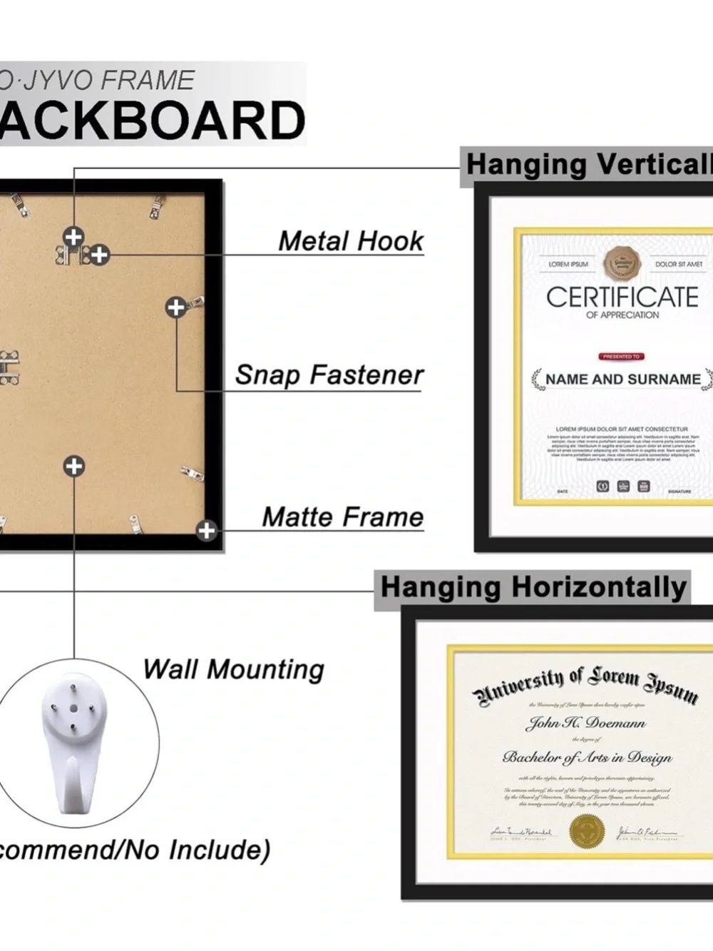 Framed Diploma Wall Art in Gold and Black
